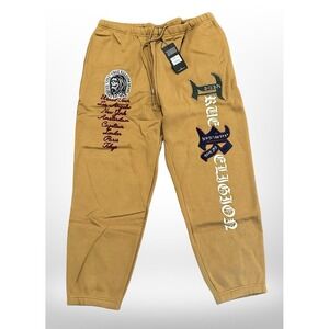 True Religion Patch Embro Jogger Pants Mens 2XL Caramel Brown Streetwear Logo